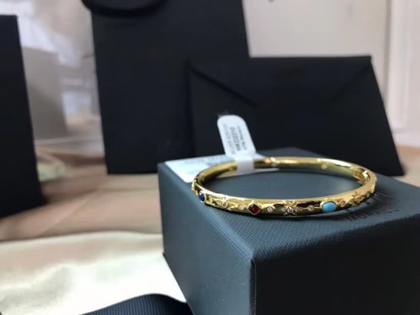 APM Monaco Gold Multi-Stone Bangle Bracelet